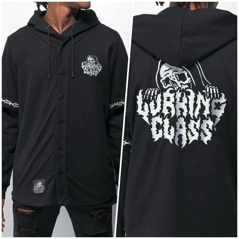 Lurking Class | Men | Sketchy Tank Lurker Black Embroidered Baseball Shirt | M-L - Picture 12 of 13